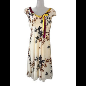Aryeh Women’s Ivory Floral Empire Waist Dress Size S